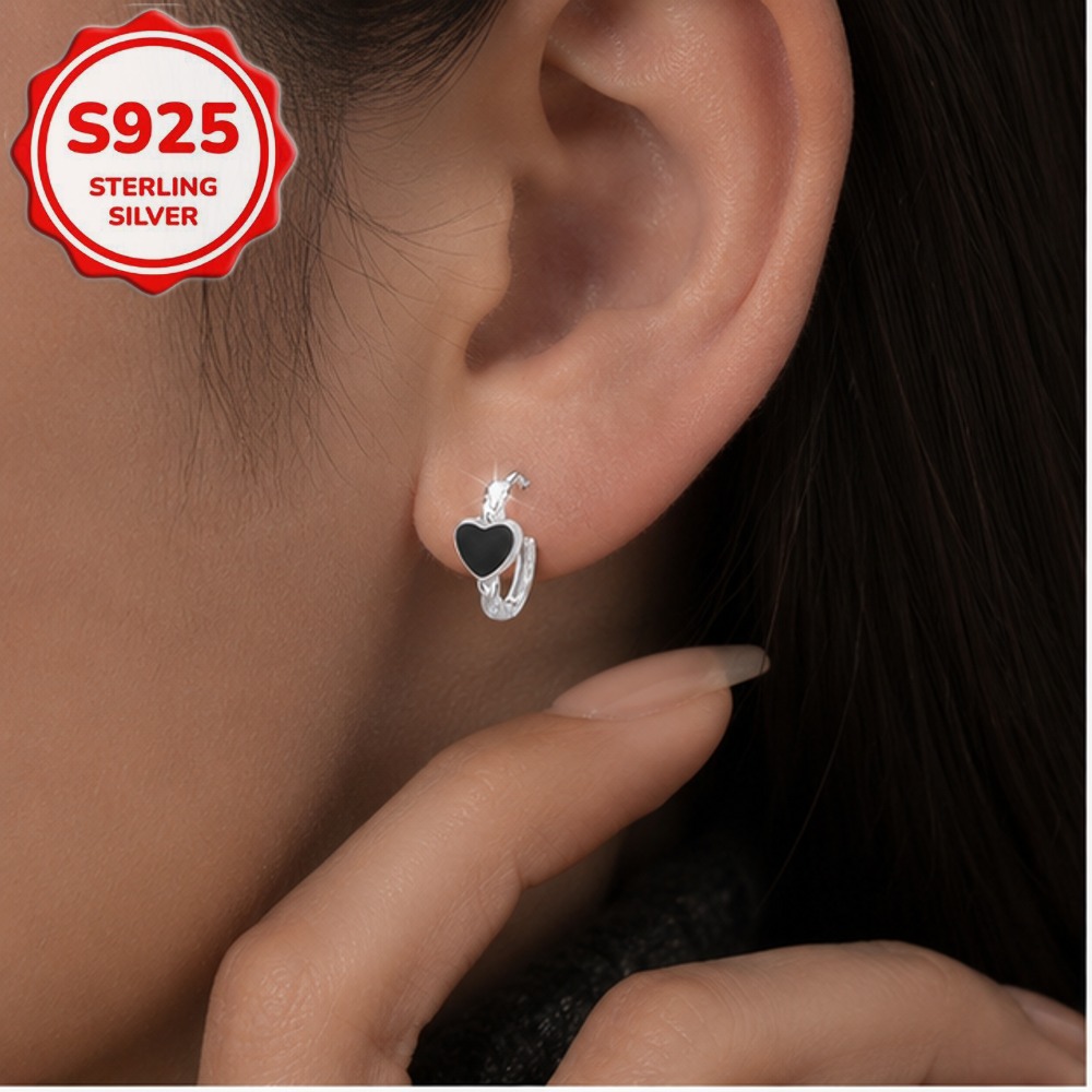 2pcs S925 Silvery Heart-Shaped Ear Cuffs with Twisted Texture